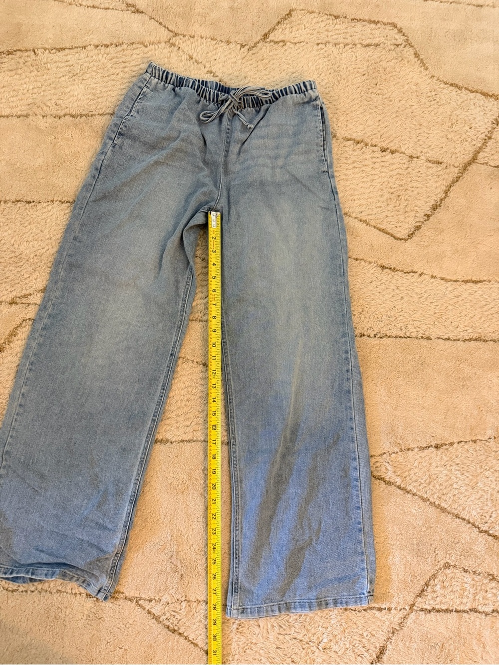 Light Blue Drawstring Jeans - Picture 2 of 4